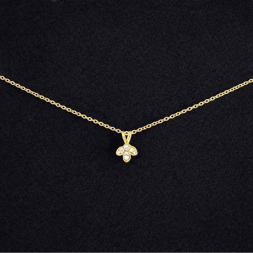 Vintage .925 Sterling Silver Gold Plated CZ Pendant 18” Rollo Chain Necklace
